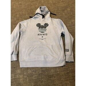 Disney Neff Mickey Mouse hoodie Sweatshirt Womens L  Gray Pockets Stars stripes